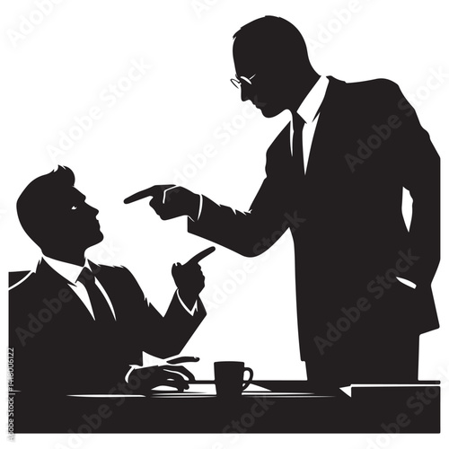 Aggressive business disagreement silhouette conflict management boss confrontation concept