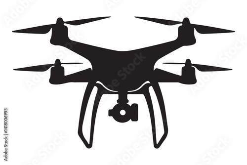 Drone Silhouette Vector Art Illustration Technology Aerial Photography