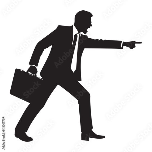 Angry businessman silhouette pointing finger illustration design art