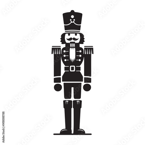 Silhouette of Classic Nutcracker Soldier Toy Decoration Vector Illustration