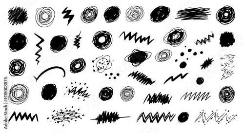 Doodle Sketch Elements: A collection of hand-drawn doodle sketch elements on a bright display, perfect for adding a touch of artistic flair to your designs.