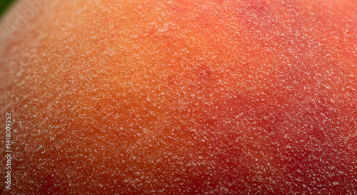 Close Up Shot Capturing The Fuzzy Texture of Ripe Peach Fruit Skin