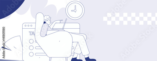 Flat vector illustration of business people operating work scene
