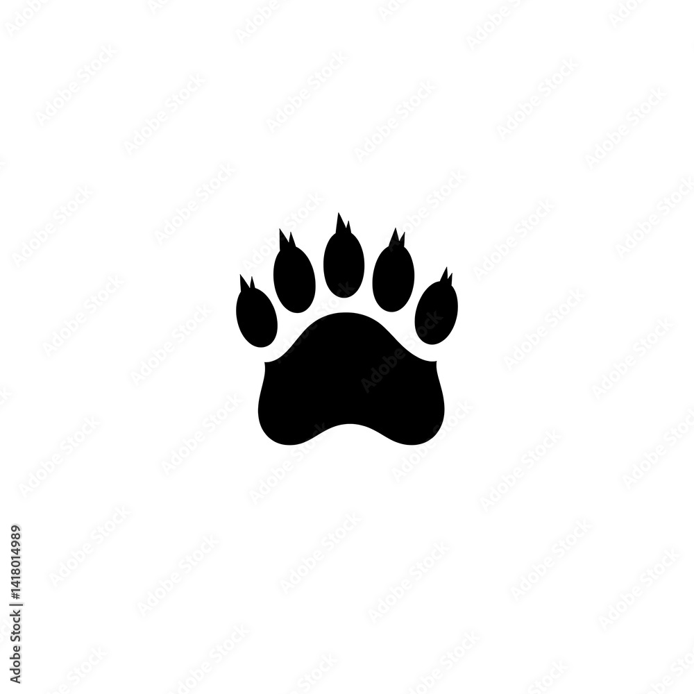 A Solid Black Detailed Footprint Impression Showing Visible Claws A Solid Black Detailed Footprint Impression Showing Visible Claws