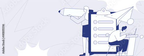 Flat vector illustration of business people operating work scene
