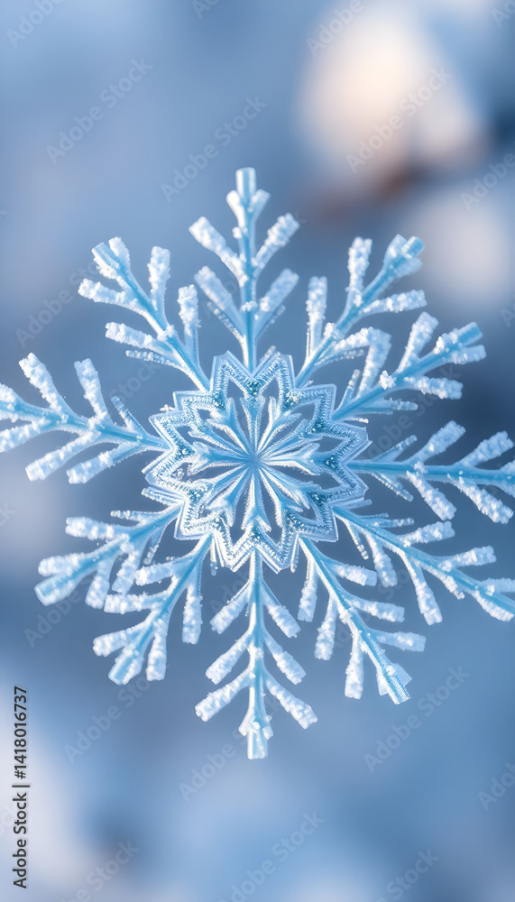 close up of a snowflake on a blue background close up of a snowflake on a blue background
