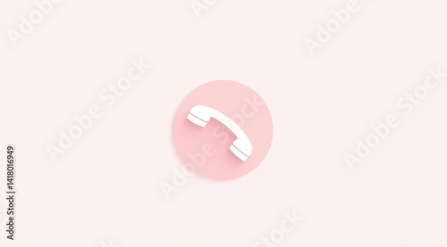 A white phone icon inside a pink circle, minimalist illustration style.