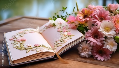 guest book with flowers