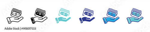 hand holding money icon set. contain save money outline stroke and different color style icon for your app and web. vector illustration