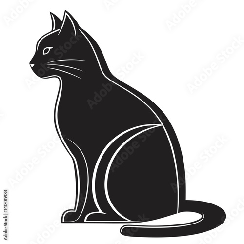 silhouette of a seated cat illustration
