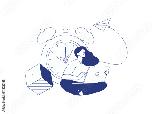 Flat vector illustration of business people operating work scene
