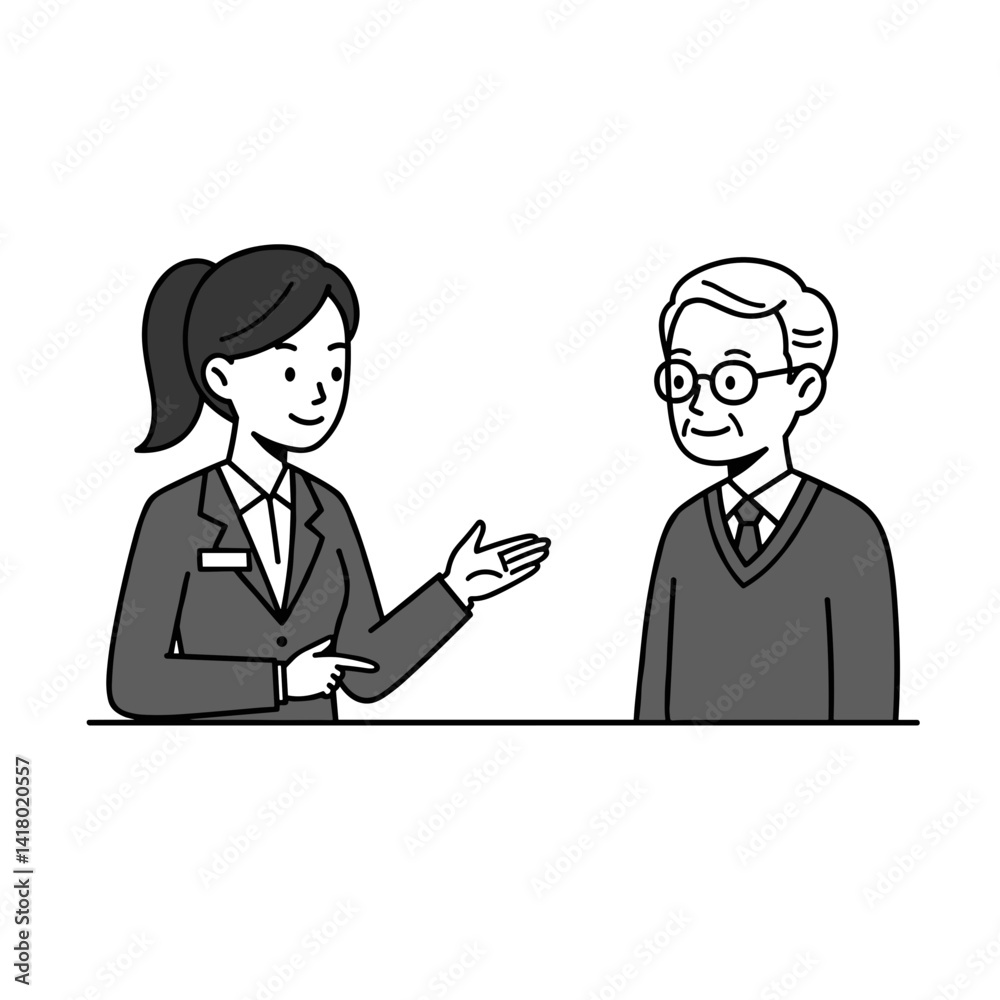 Real estate agent discusses options with elderly man Real estate agent discusses options with elderly man