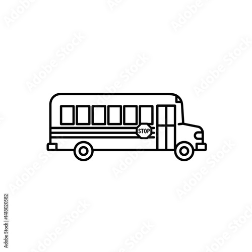 School bus illustration in minimalistic style on white background  