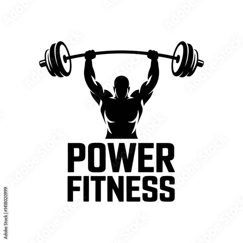 Power Fitness Icon: A bold, silhouette of a weightlifter, emblem of strength and dedication, lifting a barbell high, with the words 'POWER FITNESS' emblazoned below.