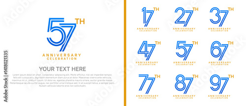 logo anniversary set.  blue color on white background for special event
