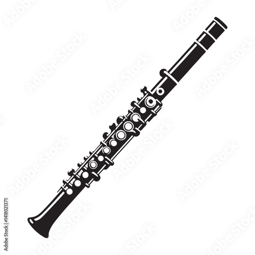 Melodic Flute silhouette, whispers of wind – Flute illustration – Minimalist Flute vector – Musical instrument silhouette

