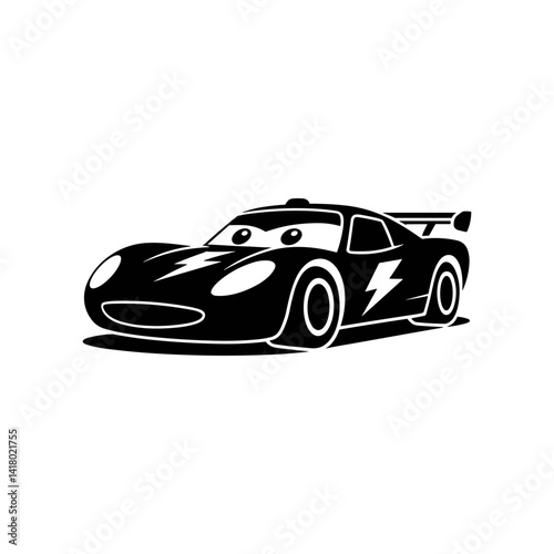 Speedster's Silhouette: A sleek, animated race car silhouette, brimming with personality and a touch of electrical flair, stands ready to zoom into the imagination.