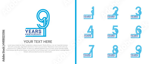 logo anniversary set. blue color on white background for special event