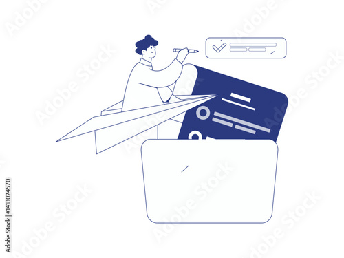Flat vector illustration of business people operating work scene
