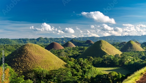 Chocolate Hills under blue sky in the Philippines