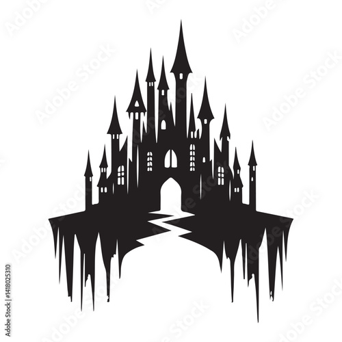 Haunted Castle Silhouette Illustration for Fantasy and Halloween Projects