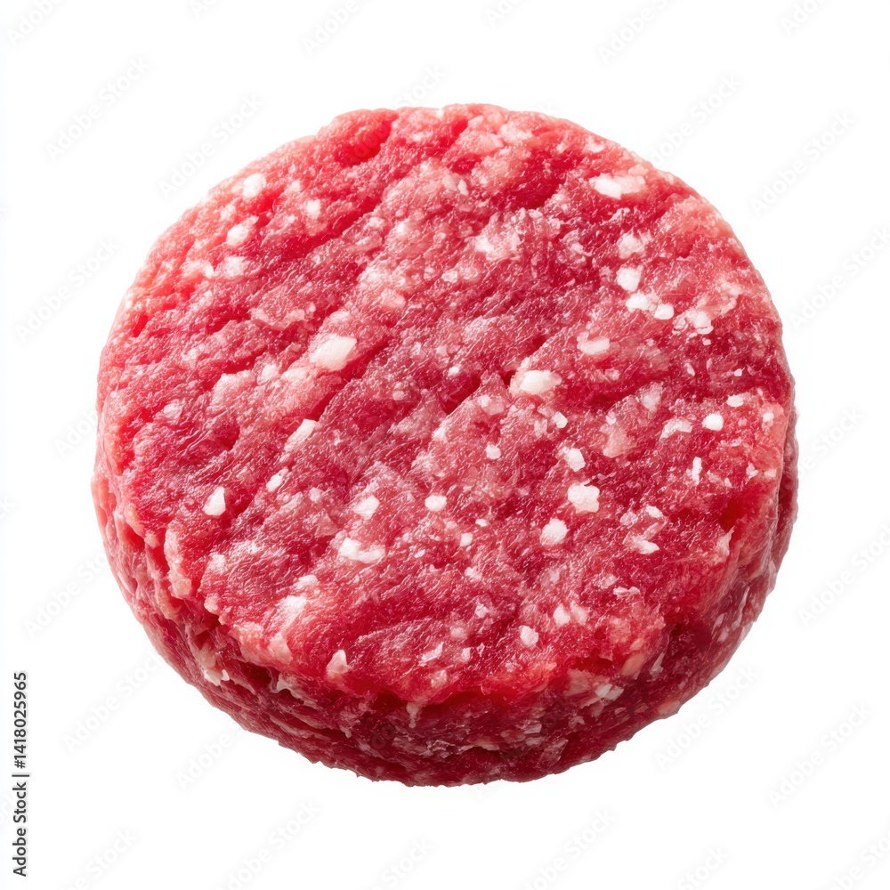 Raw beef patty close up isolated on white background Raw beef patty close up isolated on white background