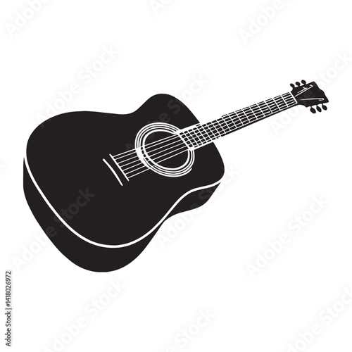 Melodic Guitar silhouette, sound of emotion – Guitar illustration – Minimalist Guitar vector – Musical instrument silhouette

