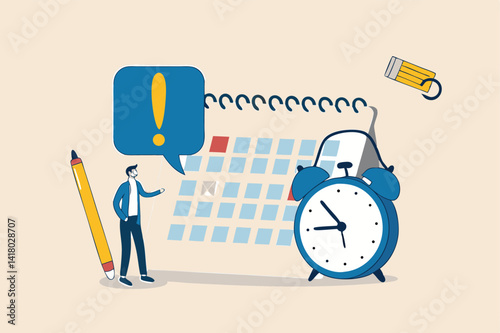 Important appointment calendar date, reminder or schedule for meeting or event, work deadline or planning for launch date concept, businessman with make a red circle on important day on calendar.