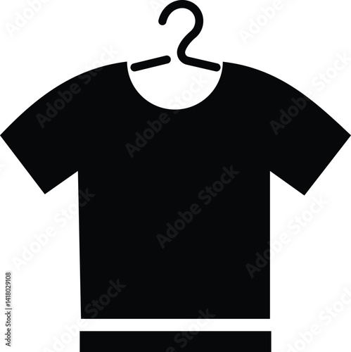 clothes hanger symbol, changing room sign, black editable stroke icon, design pictogram in trendy style, cloakroom, wardrobe, outline illustration

