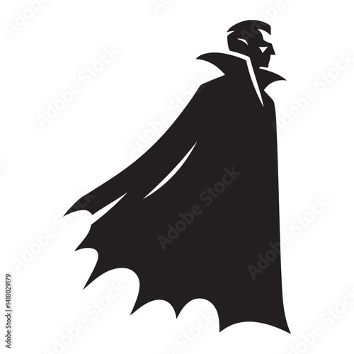 Elegant vampire silhouette vector with cape for Halloween invitation