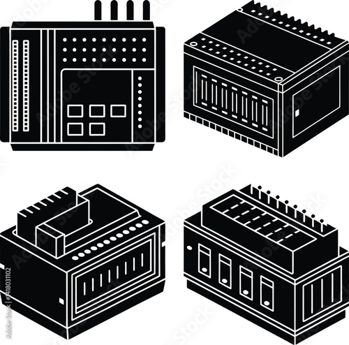 PLC (Programmable Logic Controller) silhouette vector