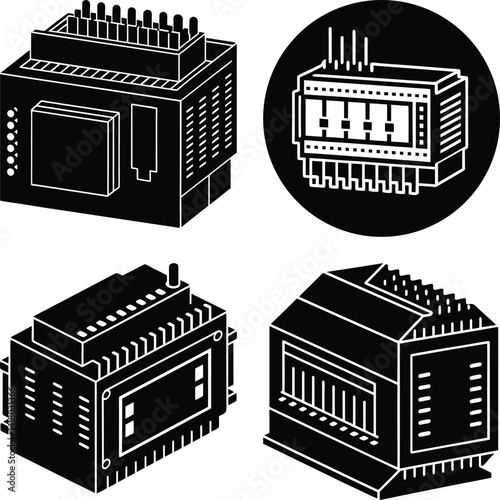 PLC (Programmable Logic Controller) silhouette vector
