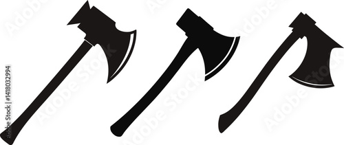  Black Axe Silhouettes Tool Icons Woodcutter Lumberjack