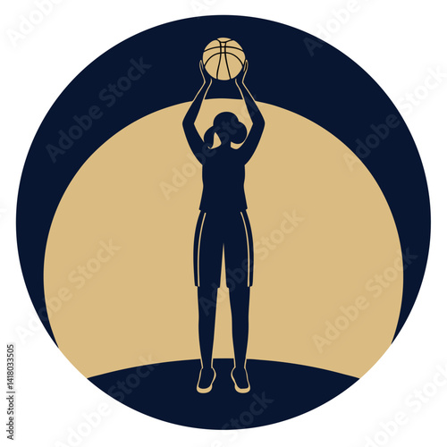 Girl holding the Egyptian flag in a retro cartoon vector illustration at night