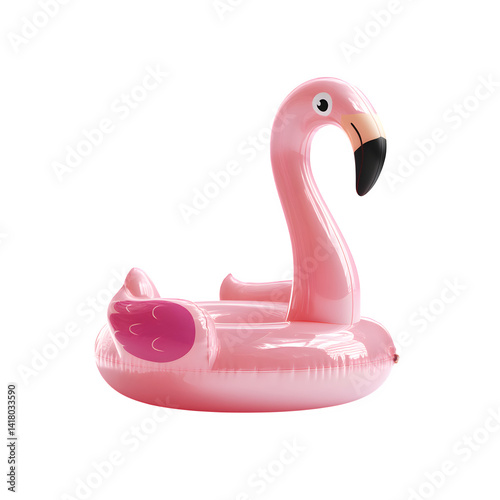 Inflatable flamingo floatie isolated on transparent background