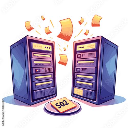 Network servers displaying 502 error code, illustrating digital disruption and technology issues for educational blogs and informational content