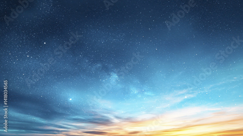 stunning night sky filled with stars and colorful sunset, creating serene atmosphere