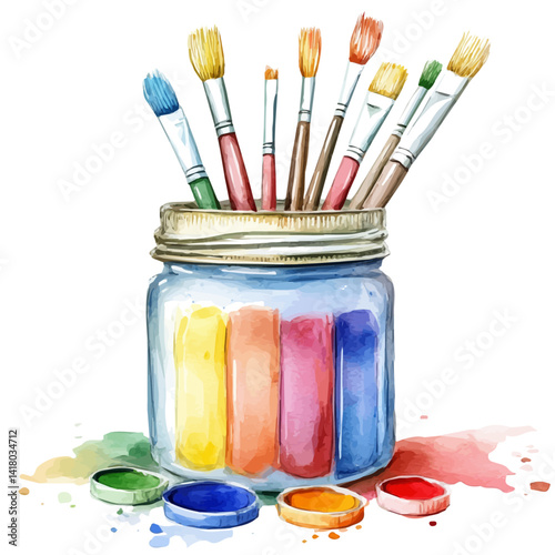 illustration of Jar Of, watercolor vector, isolated on a white background.