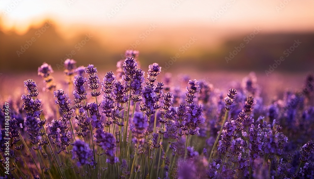 Naklejka premium Lavender flowers in the morning sunlight