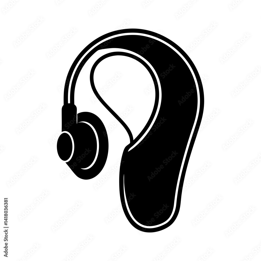 Obraz premium Hearing Aid silhouette vector