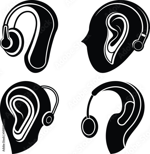 Hearing Aid silhouette vector