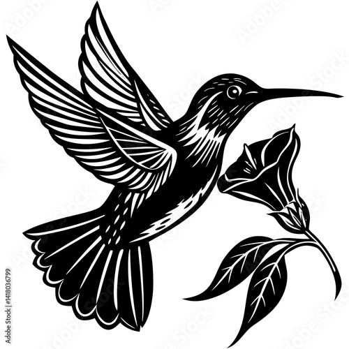 This design features a black vector silhouette illustration of a bird and hummingbird with flying wings, embodying wild nature as a symbol.