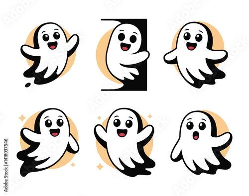 Halloween cute ghost collection spooky character vector design