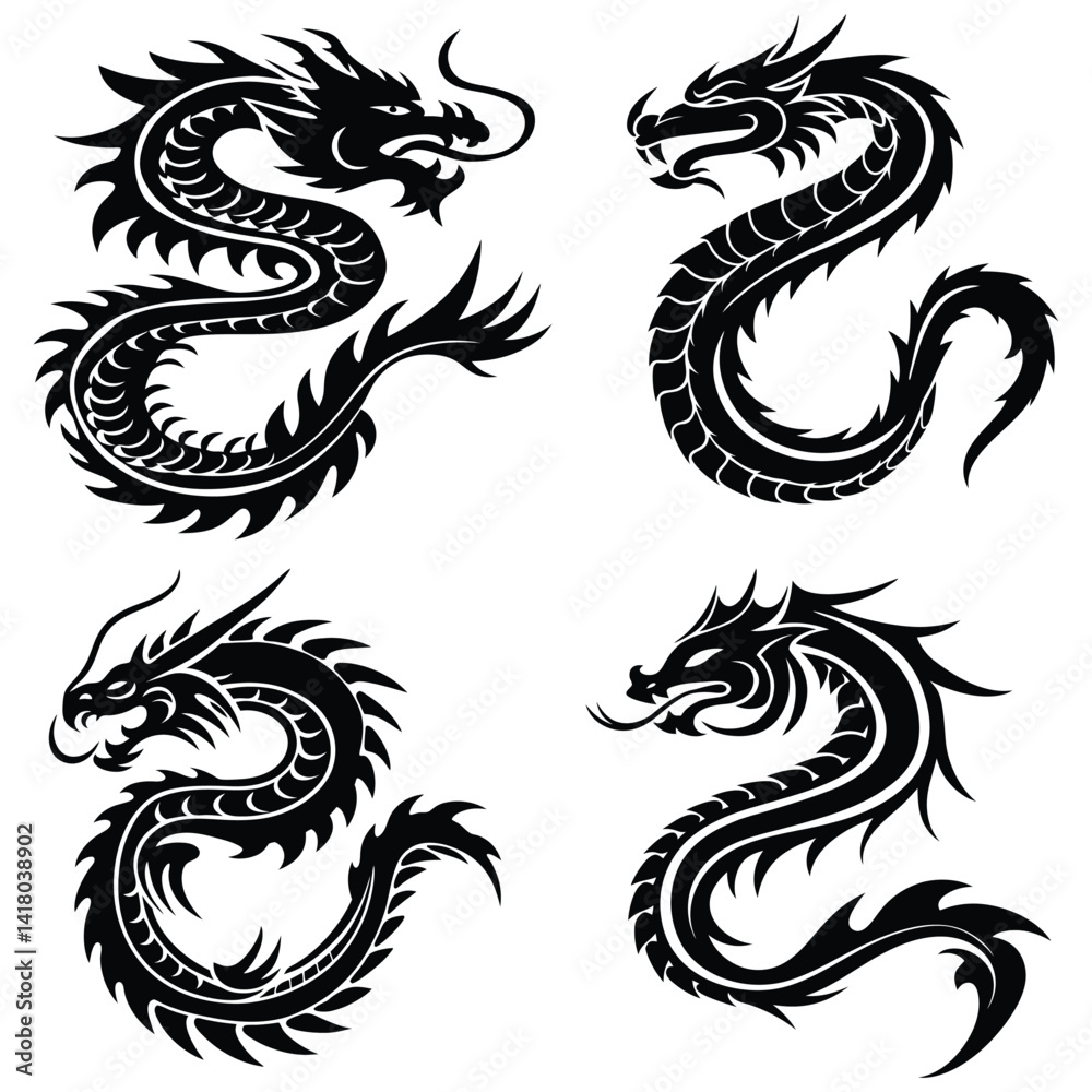 set of dragon tattoo set of dragon tattoo