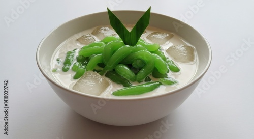 dessert bowl of Es Cendol isolated on white background photo