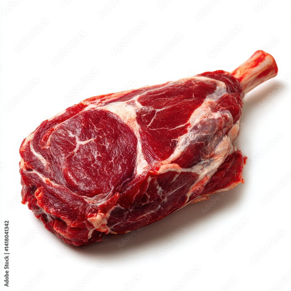 Fototapeta premium Raw tomahawk steak close up view on white background