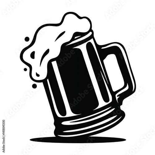 Obraz na płótnie Foaming Beer Mug Icon in Black and White Style w salonie