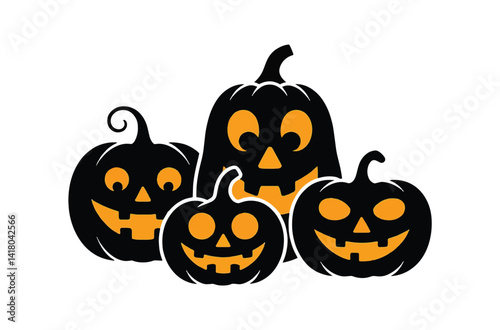 Halloween pumpkins vector illustration on white background 