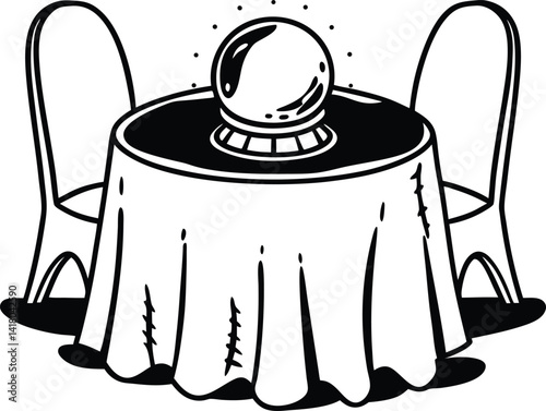 Ghostly Dance Table Silhouette Vector ,hand drawn vector illustration