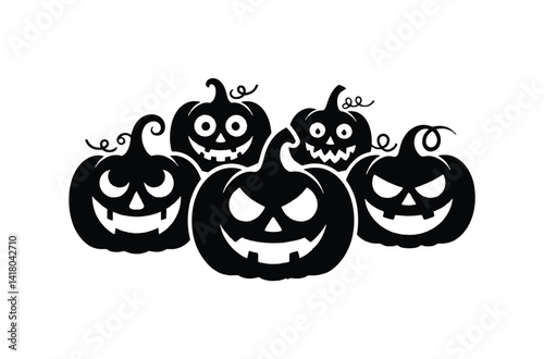 Set of halloween pumpkins vector silhouette collection on white background 